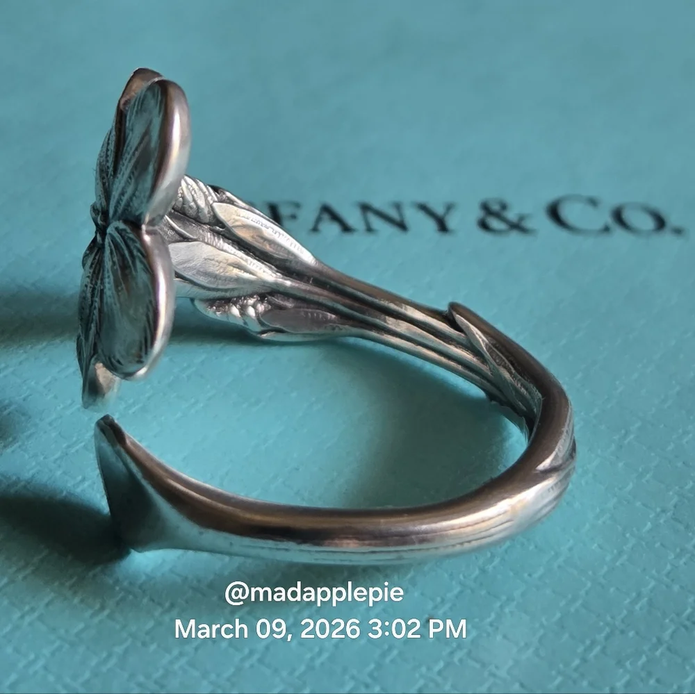 1885 Tiffany & Co. Gentian Spoon Ring Sterling Silver Designer Luxury  #59 - Picture 3 of 15